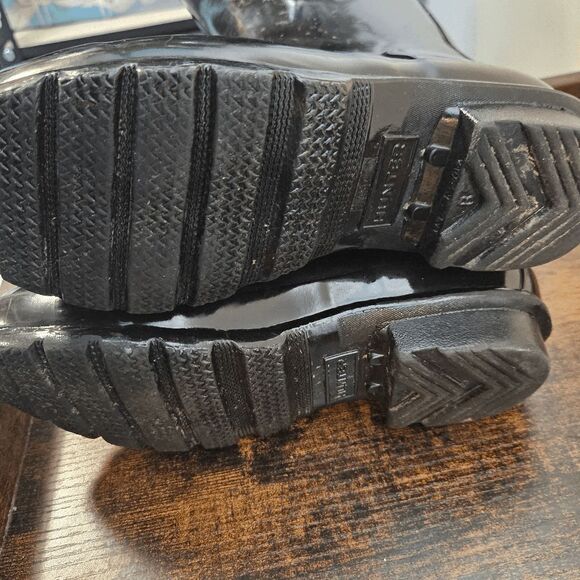 Hunter Original Tall Adjustable High Gloss Boots Rubber Rain Unisex Black Size 4 - Picture 7 of 7